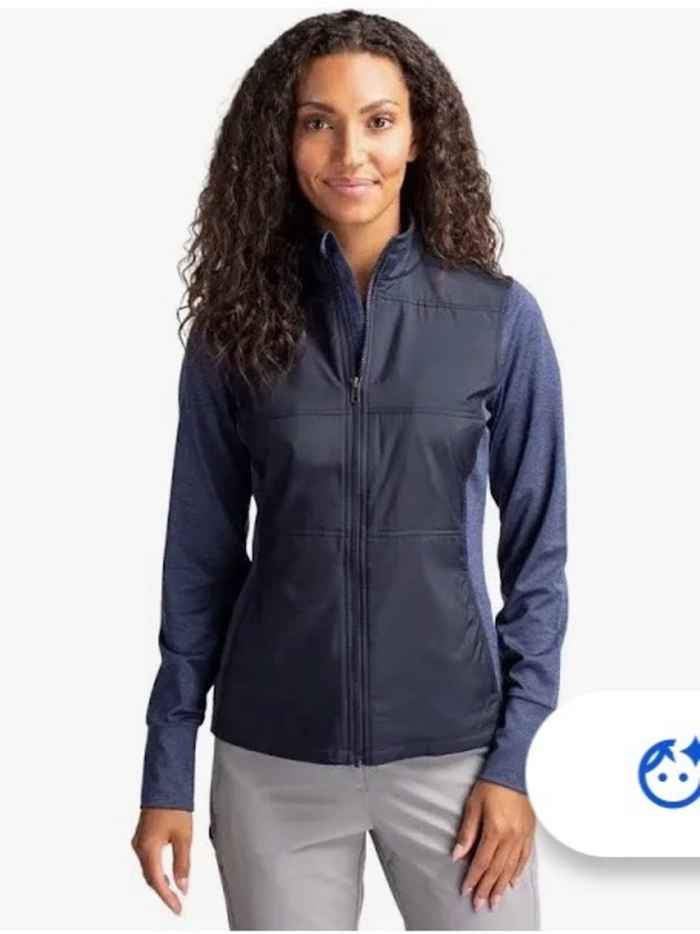 Cutter & Buck Royal and Heathered Blue Zip Jacket
